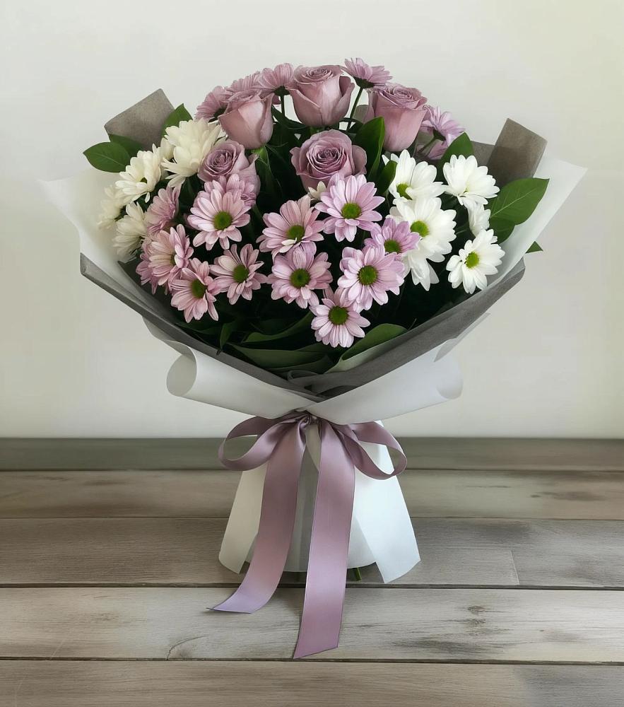 Букет цветов из: Хризантемы и Розы в Дондуковской