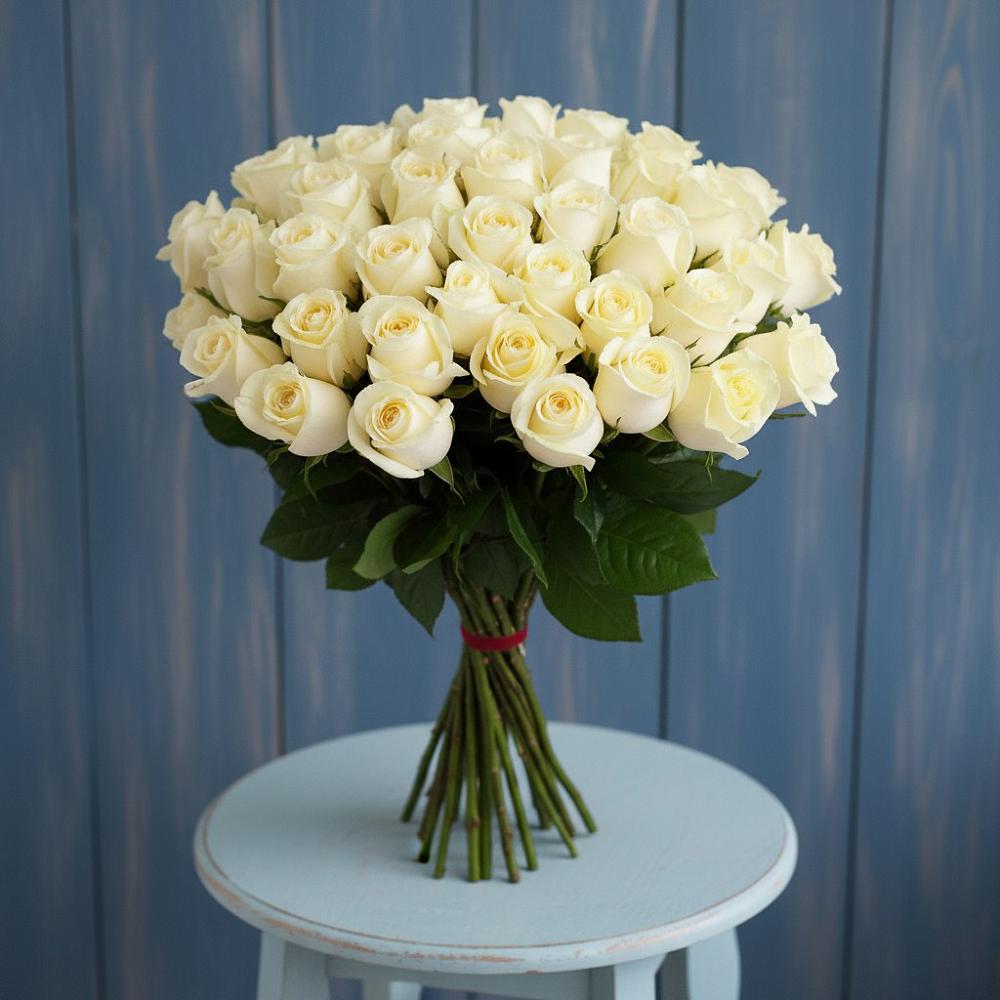 Букет 51 Белая роза Эдлесс Лав в Дондуковской
