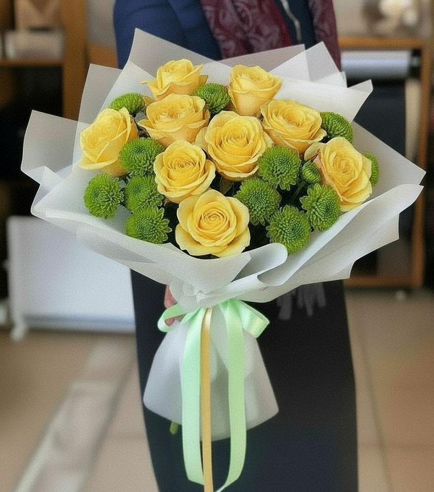 Букет цветов из: Хризантемы и Розы в Дондуковской