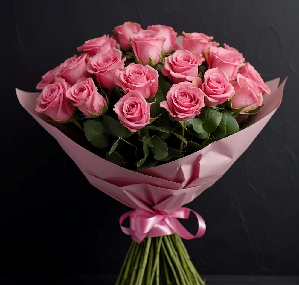 Букет 25 розовых роз в Дондуковской