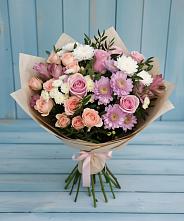 Букет цветов из:  Хризантемы, Розы и Альстромерии в Дондуковской