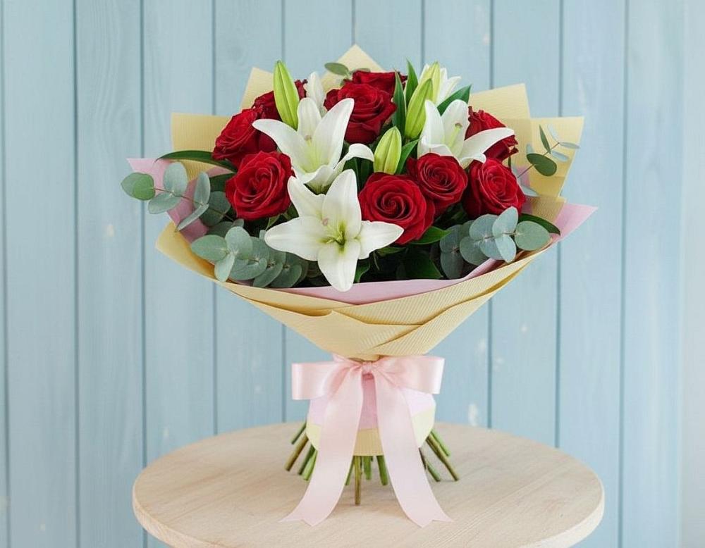 Букет цветов из: Лилии и Розы в Дондуковской